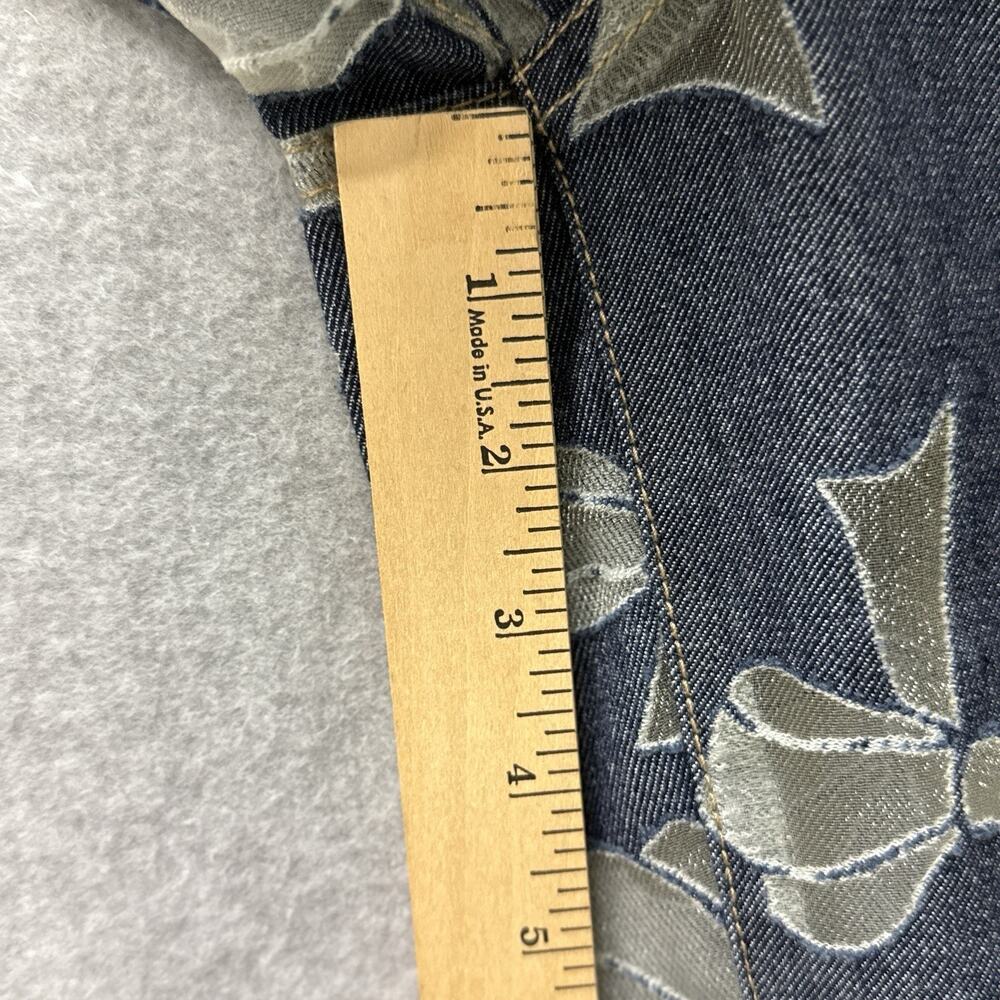 Forever 21 Premium Sheer Bow Denim Jeans High Rise Wide Leg Y2K Coquette 29 NWT - Picture 9 of 10